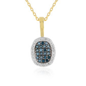 Blauer I2 Diamant-Silberhalskette