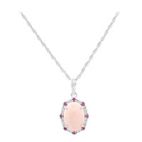 Pinkfarbener Opal-Silberhalskette
