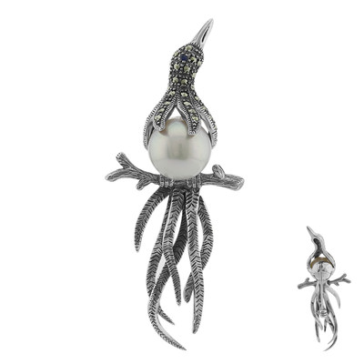 Ming-Perlen-Silberbrosche (M de Luca)