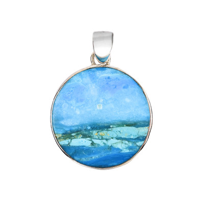 Blauer Atacama-Opal-Silberanhänger