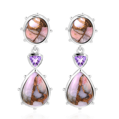 Pinkfarbener Opal-Mosaik-Silberohrringe (Dallas Prince Designs)
