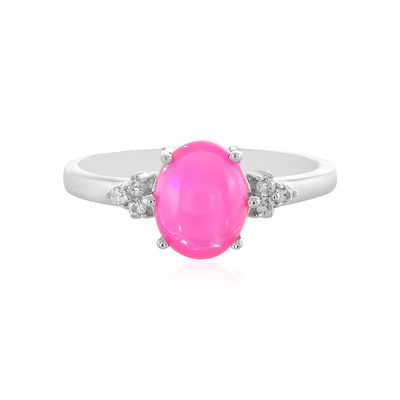 Äthiopischer Pinkfarbener Opal-Silberring