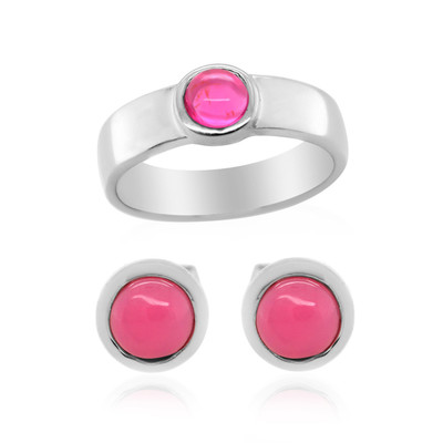 Pinkfarbener Opal-Silberset