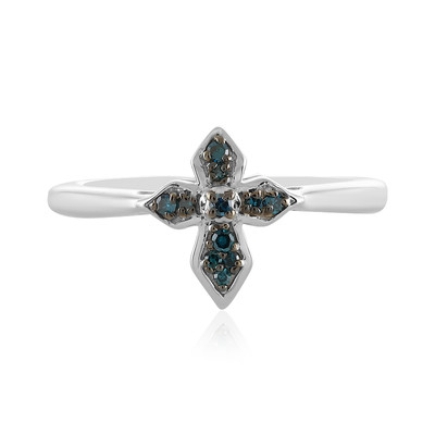 Blauer I2 Diamant-Silberring