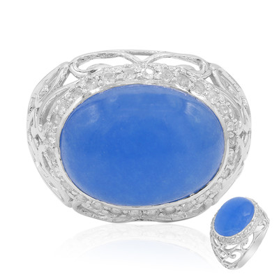 Blauer Jadeit-Silberring