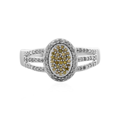 Gelber I4 Diamant-Silberring