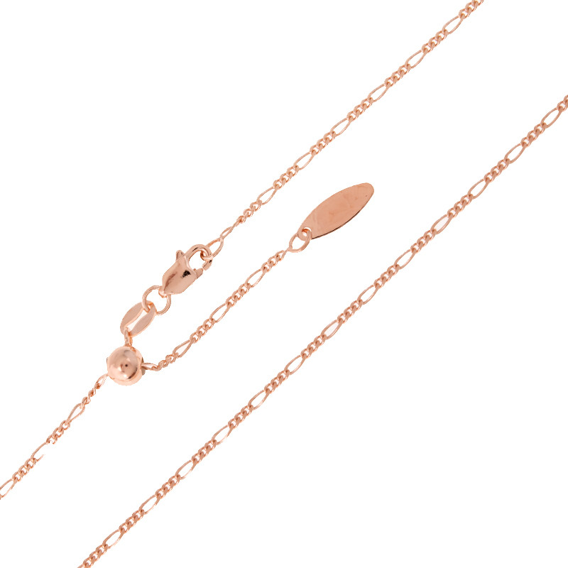 Silber-Figarokette - 2,85 g - 60 cm (Länge verstellbar) -  rosévergoldet-8680TY | Juwelo Schmuck