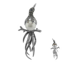 Ming-Perlen-Silberbrosche