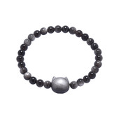 Silberglanz-Obsidian-Armband