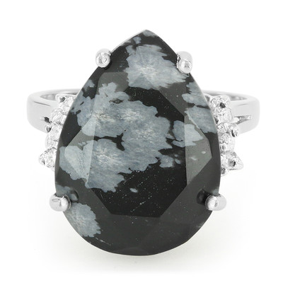 Schneeflocken-Obsidian-Silberring