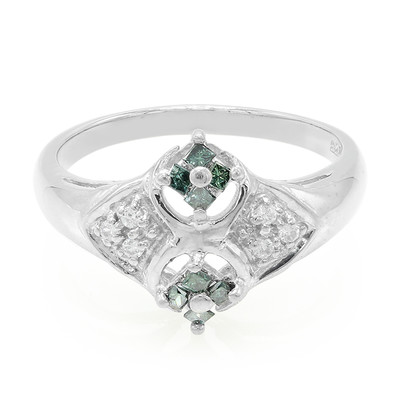 Waldgrüner Diamant-Silberring