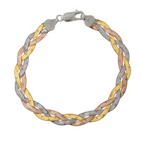 Design-Silberarmband - 5,4 g - 19 cm - dreifarbig