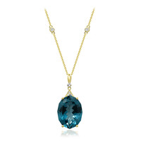 Londonblauer Topas-Goldhalskette