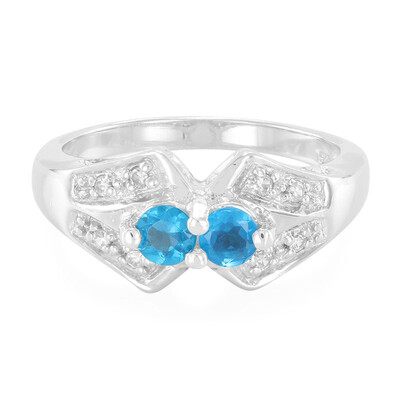 Neonblauer Apatit-Silberring