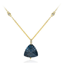 Londonblauer Topas-Goldhalskette