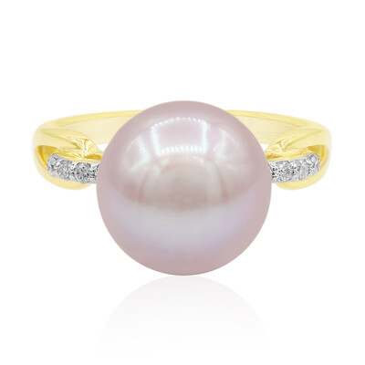 Pinkfarbene Ming-Perlen-Goldring (TPC)