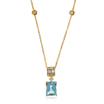 AAA-Brasilianischer Aquamarin-Goldhalskette (AMAYANI)