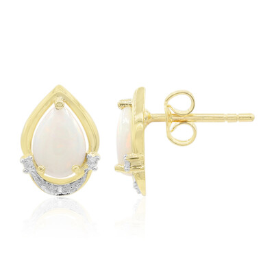Weißer Opal-Goldohrringe