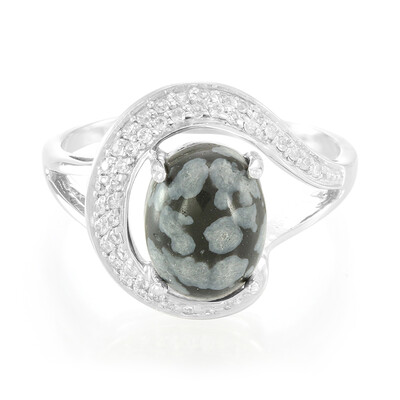 Schneeflocken-Obsidian-Silberring