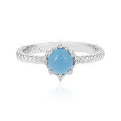 Blauer Chalzedon-Silberring
