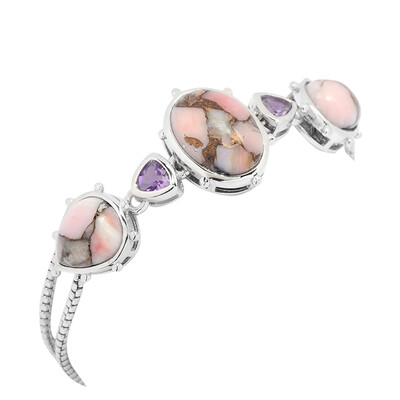 Pinkfarbener Opal-Mosaik-Silberarmband (Dallas Prince Designs)