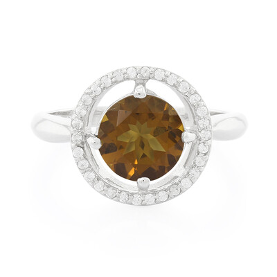 Cognac-Quarz-Silberring