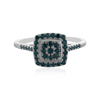 Blauer I3 Brillant-Silberring