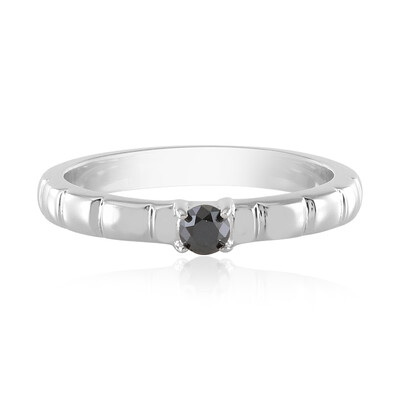 Schwarzer Brillant-Silberring