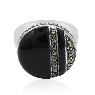 Schwarzer Onyx-Silberring