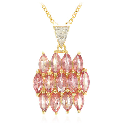 Nicht erhitzter Padparadscha-Saphir-Goldhalskette (AMAYANI)