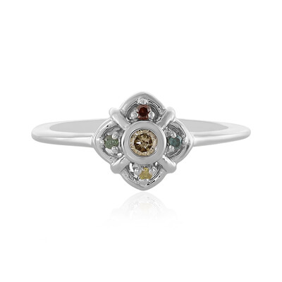 I3 Champagner-Brillant-Silberring