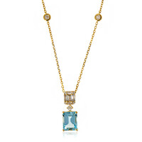 AAA-Brasilianischer Aquamarin-Goldhalskette (AMAYANI)