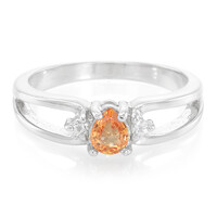 Oranger Saphir-Silberring