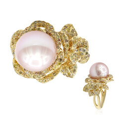Pinkfarbene Süßwasserzuchtperlen-Goldring (CIRARI)