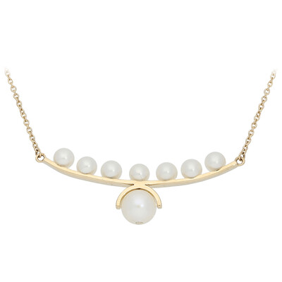 Weiße Süßwasserzuchtperlen-Goldcollier