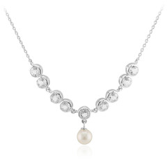 Weiße Süßwasserzuchtperlen-Silbercollier