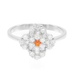 Oranger Saphir-Silberring