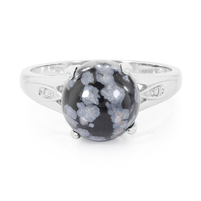 Schneeflocken-Obsidian-Silberring