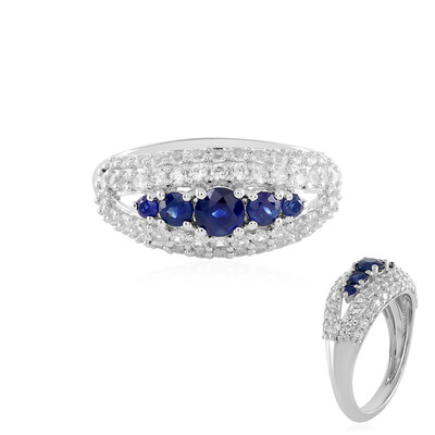 Blauer Saphir-Silberring