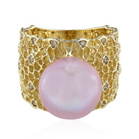 Pinkfarbene Ming-Perlen-Goldring (TPC)