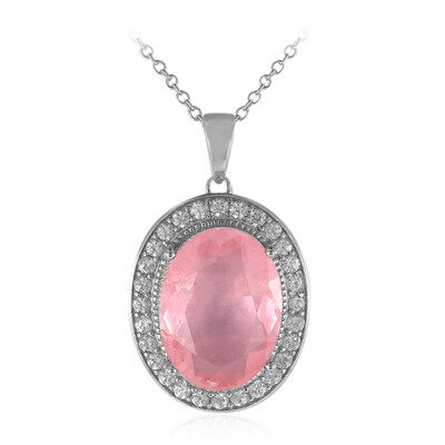 Pinkfarbener Pastell-Quarz-Silberhalskette