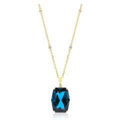 Londonblauer Topas-Goldhalskette