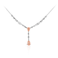 Pfirsichfarbener Pastell-Quarz-Silbercollier