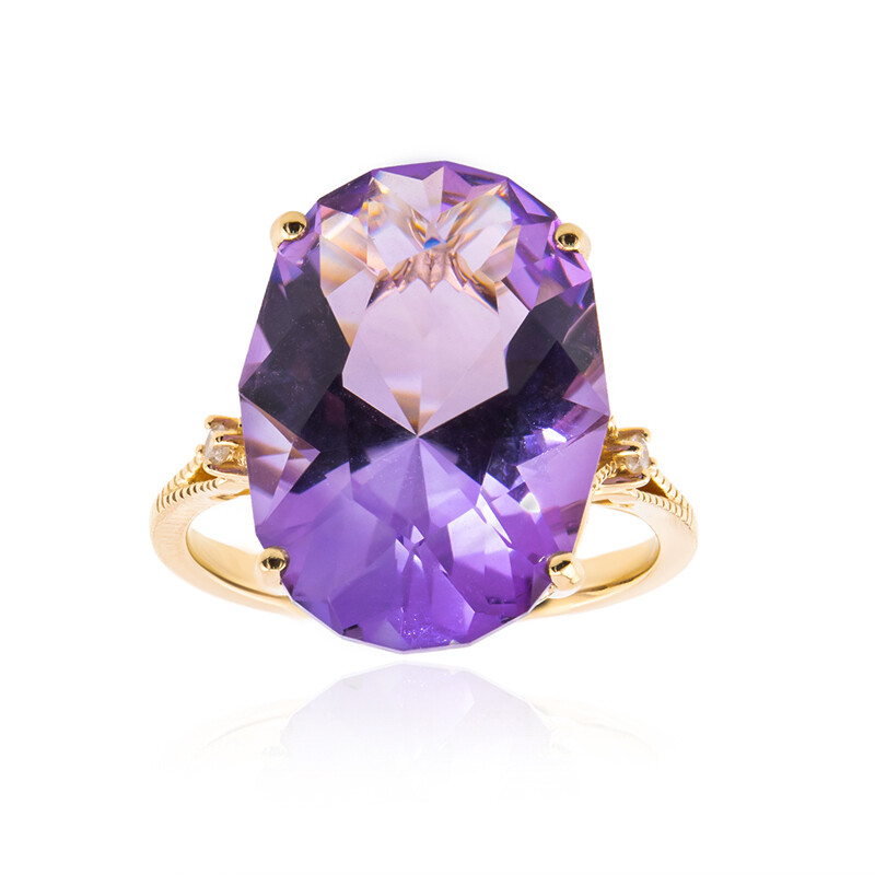 Brasilianischer 9 577ct Amethyst 14K Gold Ring 2 43g