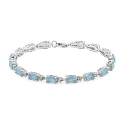 Blauer Pastell-Quarz-Silberarmband