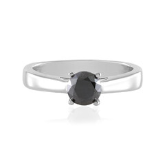 Schwarzer Brillant-Silberring