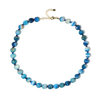 Blauer Achat-Silberhalskette