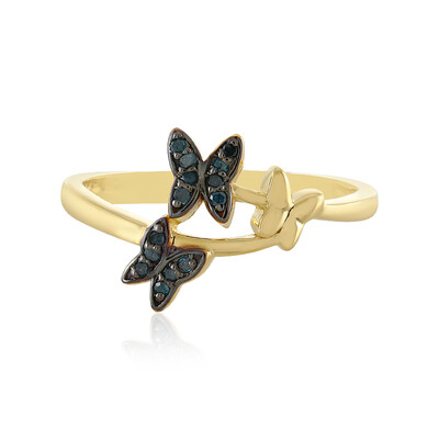 Blauer I3 Diamant-Silberring
