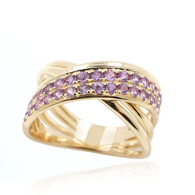 Nicht erhitzter Purpurfarbener Ceylon-Saphir-Goldring