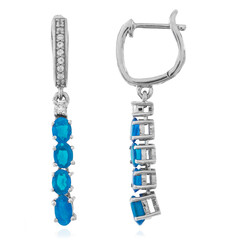 Neonblauer Opal-Silberohrringe